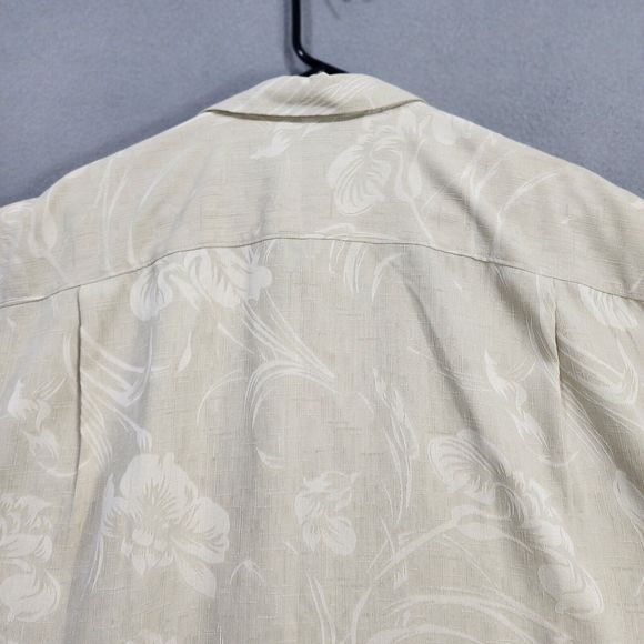 Tommy Bahama Shirt Mens XL Beige 100% Silk Short Sleeve - Picture 15 of 16